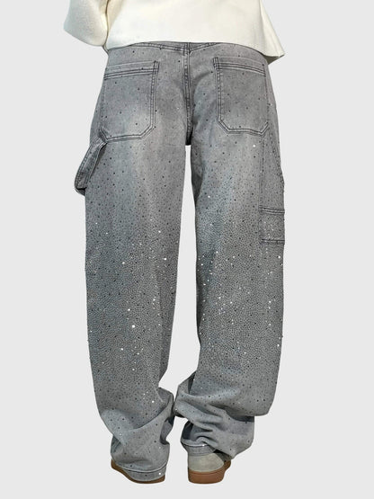 Lavisa - Elegant Diamond Embellished Loose Fit Pants for Women