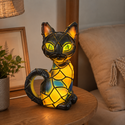 Lavisa - Stained Glass Cat Mosaic Night Light