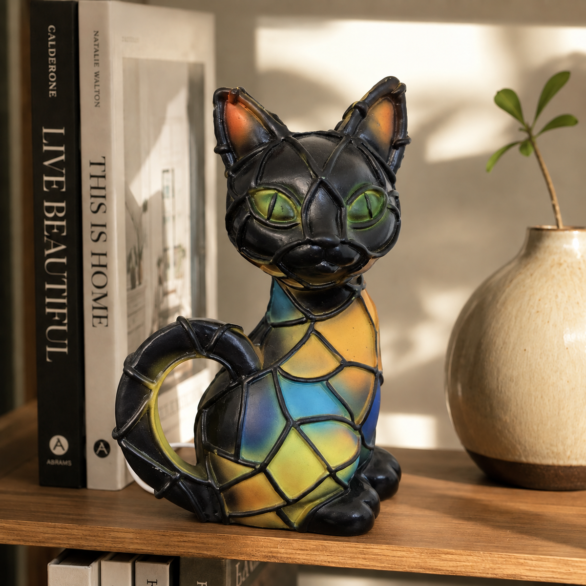 Lavisa - Stained Glass Cat Mosaic Night Light