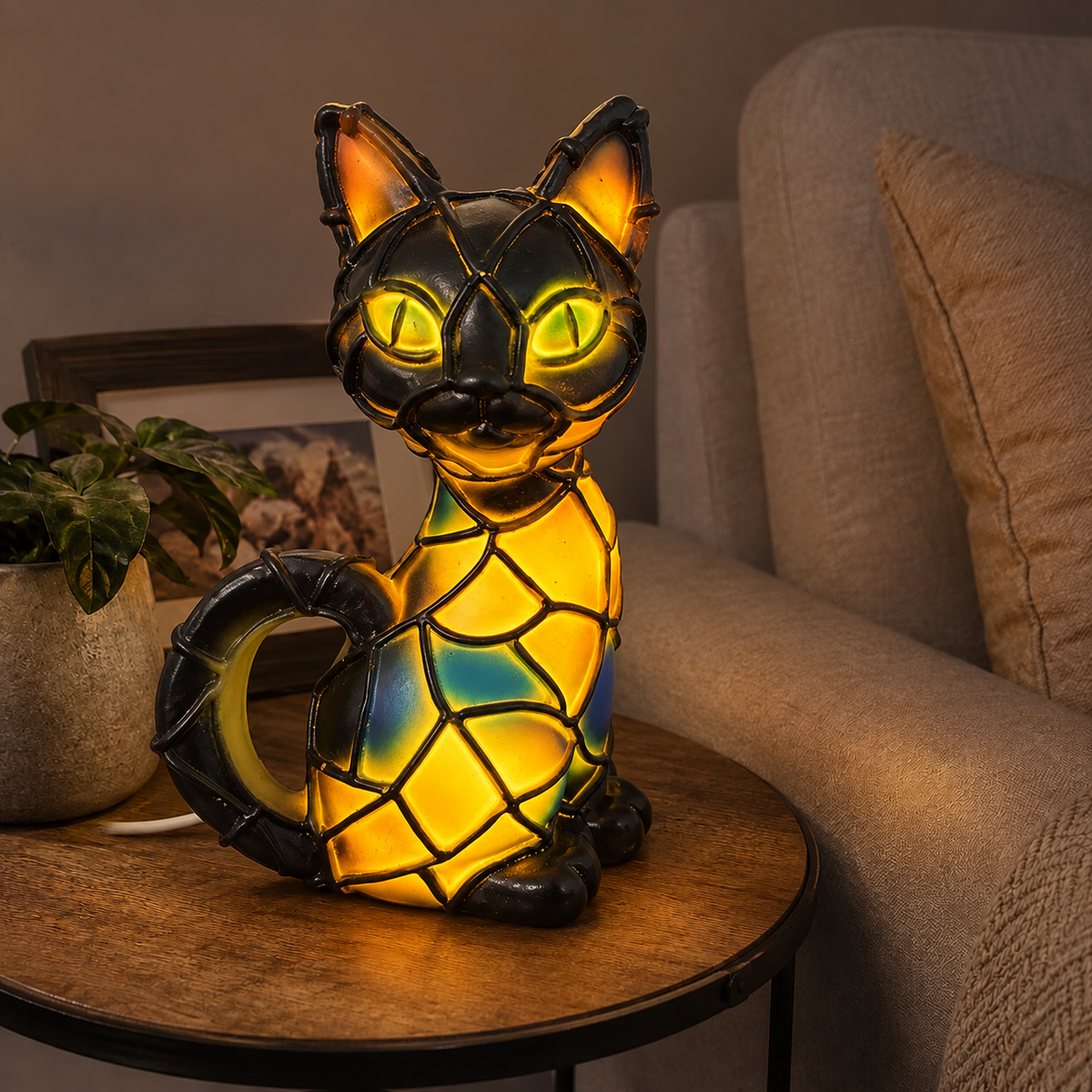 Lavisa - Stained Glass Cat Mosaic Night Light