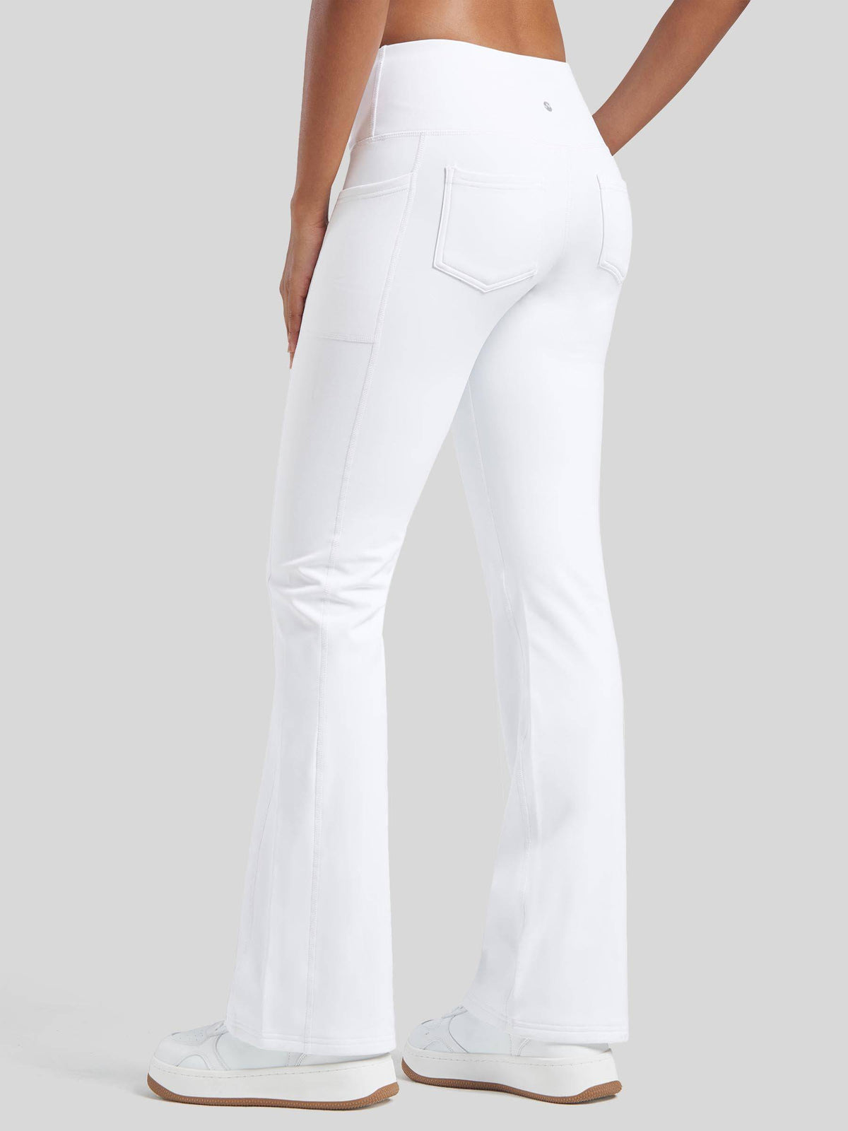 Lavisa - Women's Fleece Lined Crossover Flared Leggings with Pockets