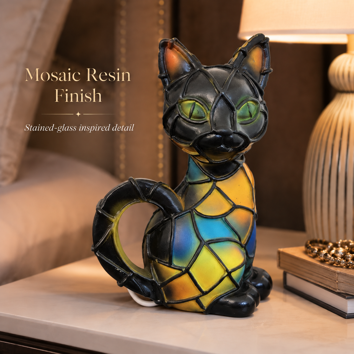 Lavisa - Stained Glass Cat Mosaic Night Light