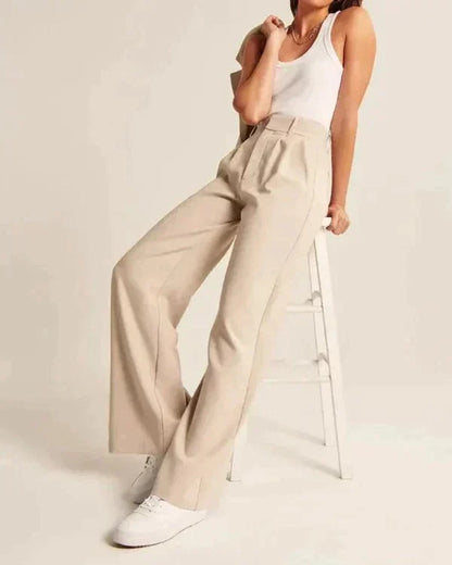 Lavisa - Women's Flowy Wide Leg Dress Pants - High Waist Tailored Trousers