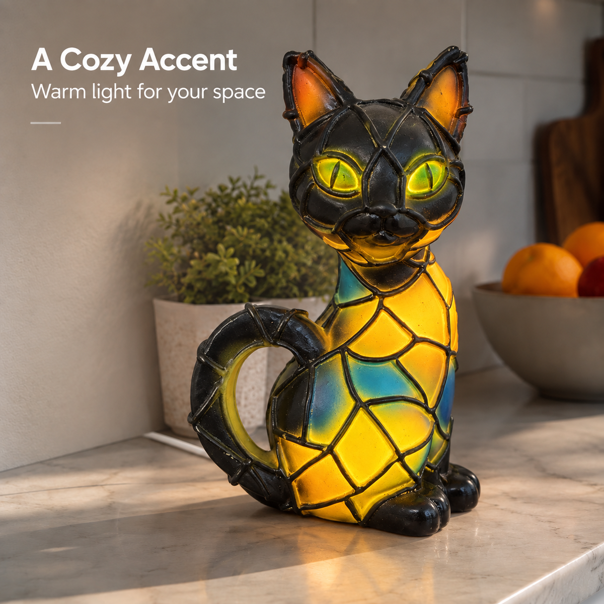 Lavisa - Stained Glass Cat Mosaic Night Light