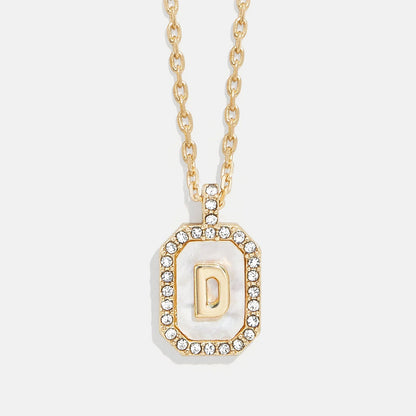 Lavisa - Initial Dog Tag Pendant Necklace With Mother Of Pearl - Clasp & Finish View