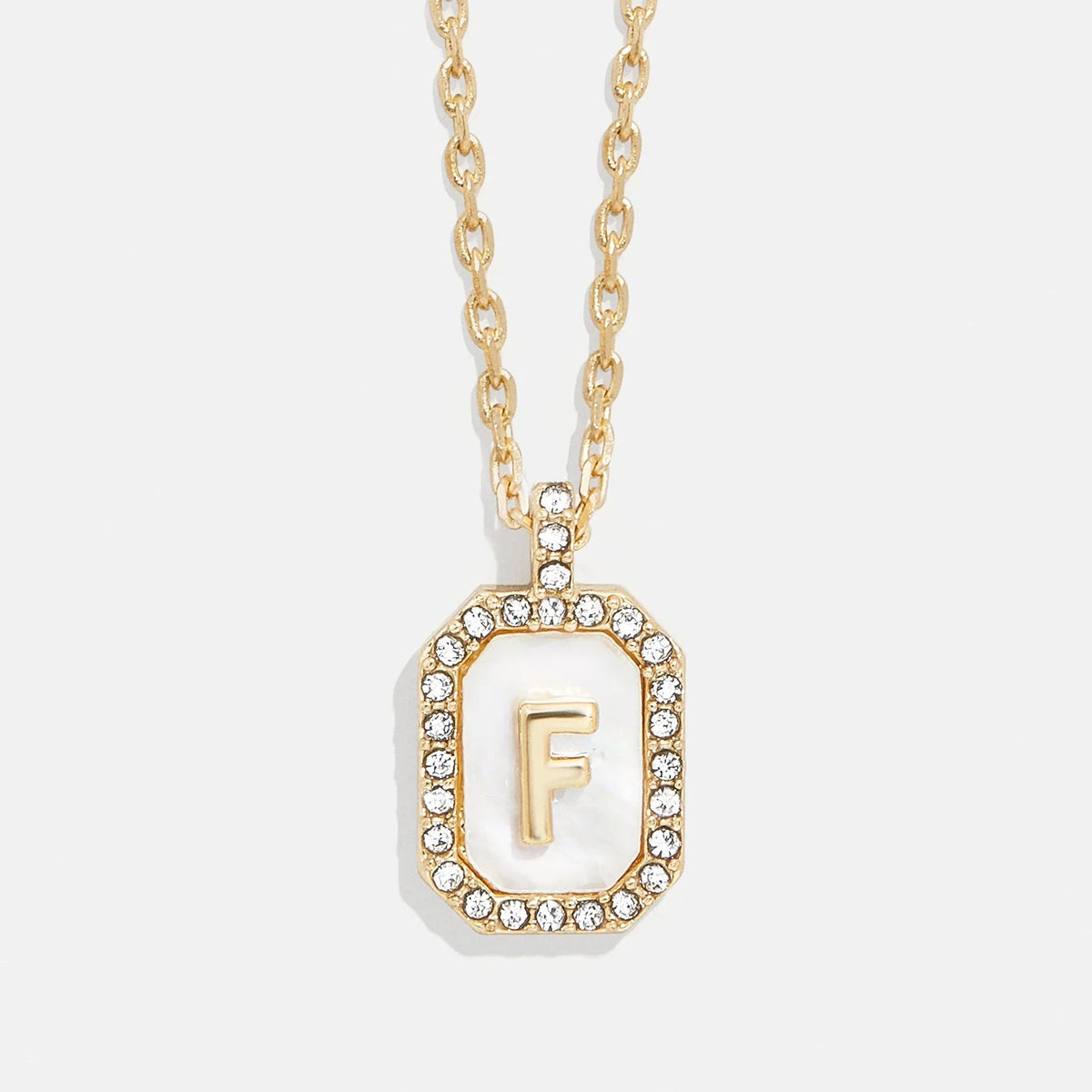 Lavisa - Initial Dog Tag Pendant Necklace With Mother Of Pearl - Texture & Setting View