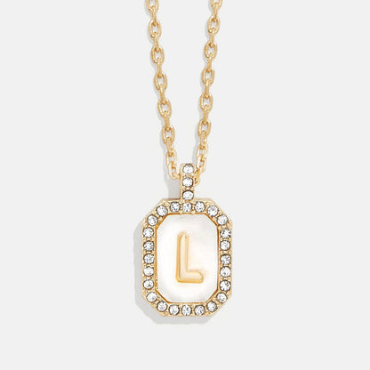 Lavisa - Initial Dog Tag Pendant Necklace With Mother Of Pearl - Product Gallery View 12