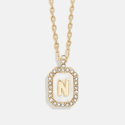 Lavisa - Initial Dog Tag Pendant Necklace With Mother Of Pearl - Product Gallery View 14