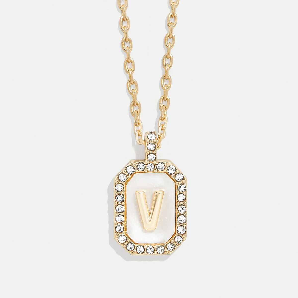 Lavisa - Initial Dog Tag Pendant Necklace With Mother Of Pearl - Product Gallery View 22