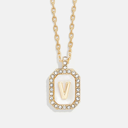Lavisa - Initial Dog Tag Pendant Necklace With Mother Of Pearl - Product Gallery View 22