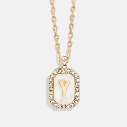 Lavisa - Initial Dog Tag Pendant Necklace With Mother Of Pearl - Product Gallery View 25