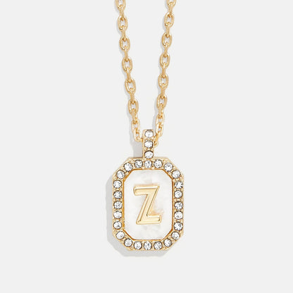 Lavisa - Initial Dog Tag Pendant Necklace With Mother Of Pearl - Product Gallery View 26
