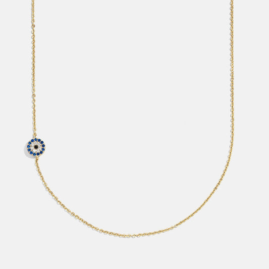 Lavisa 18K gold asymmetrical evil eye pendant necklace