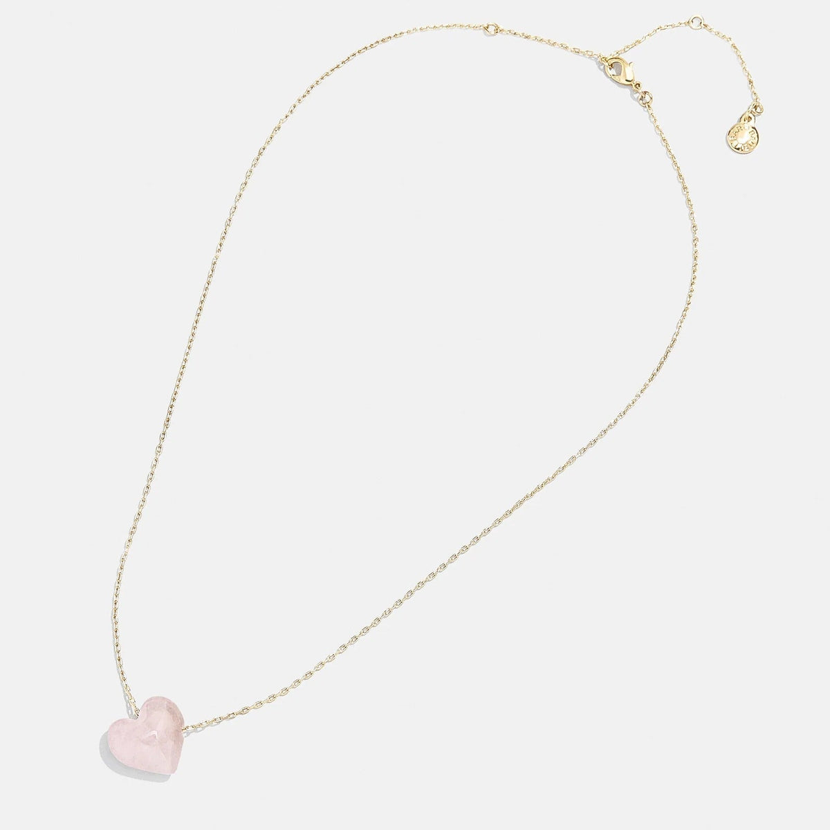 Lavisa - Rose Quartz Heart Stone Dainty Gold Necklace - Clasp & Finish View