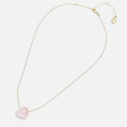 Lavisa - Rose Quartz Heart Stone Dainty Gold Necklace - Clasp & Finish View