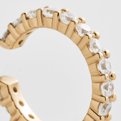 Lavisa - Gold Pavé Ear Cuff Without Piercing - On-Model & Scale View