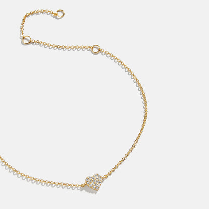 Lavisa - 18K Gold Dainty Heart Pendant Chain Bracelet - On-Model & Scale View