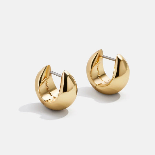 Lavisa puffed huggie hoop earrings in polished gold with an oversized chunky design