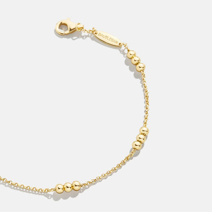 Lavisa - 14K Gold Beaded Bracelet - On-Model & Scale View
