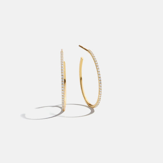 Lavisa 18K Gold Pavé Hoop Earrings 24MM with sparkling cubic zirconia stones