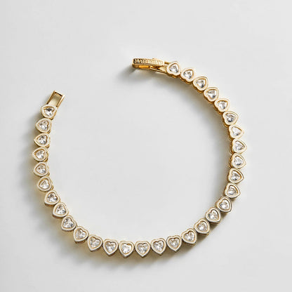 Lavisa classic clear crystal tennis bracelet on a wrist