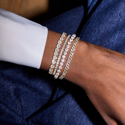 Lavisa - Classic Eternity Band Tennis Bracelet with Clear Crystals - Detail & Styling View