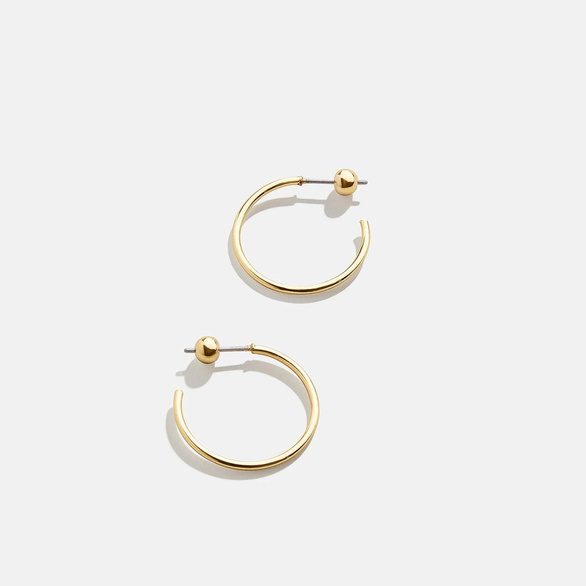 Lavisa - Classic Lightweight Thin Gold Hoop Earrings - On-Model & Scale View