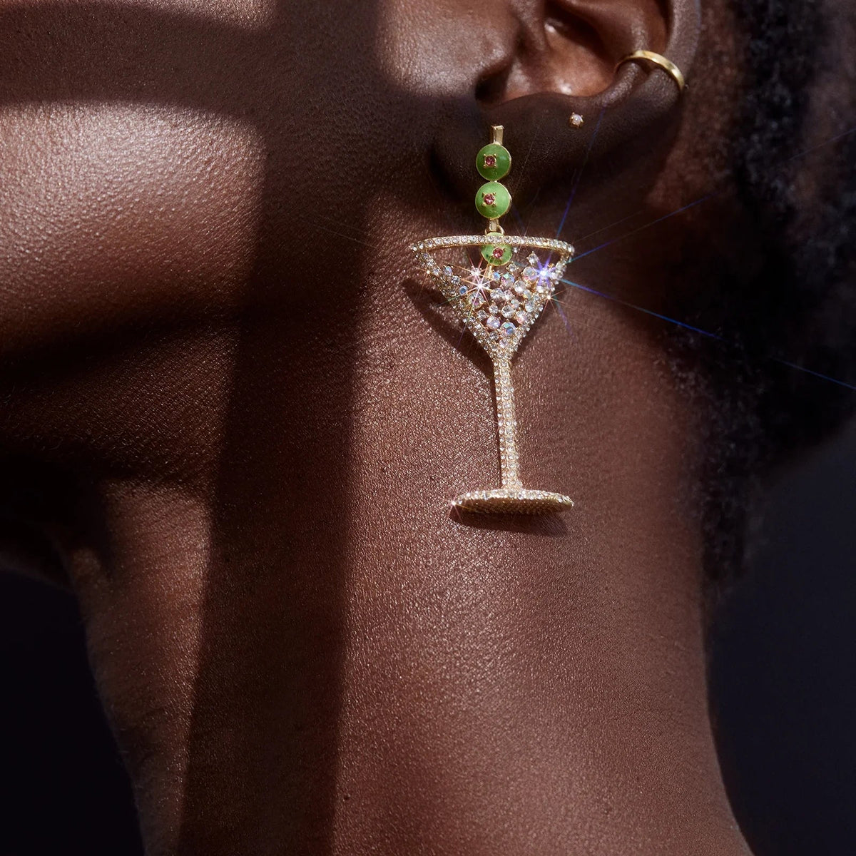 Lavisa - Martini Glass Statement Earrings - Detail & Styling View