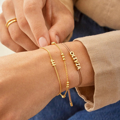 Lavisa - 14K Gold Beaded Bracelet - Detail & Styling View