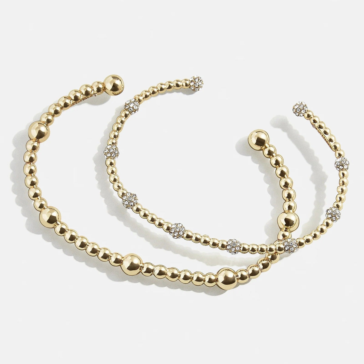 Lavisa - Layered Cuff Bracelet Set With Crystal Accents - On-Model & Scale View