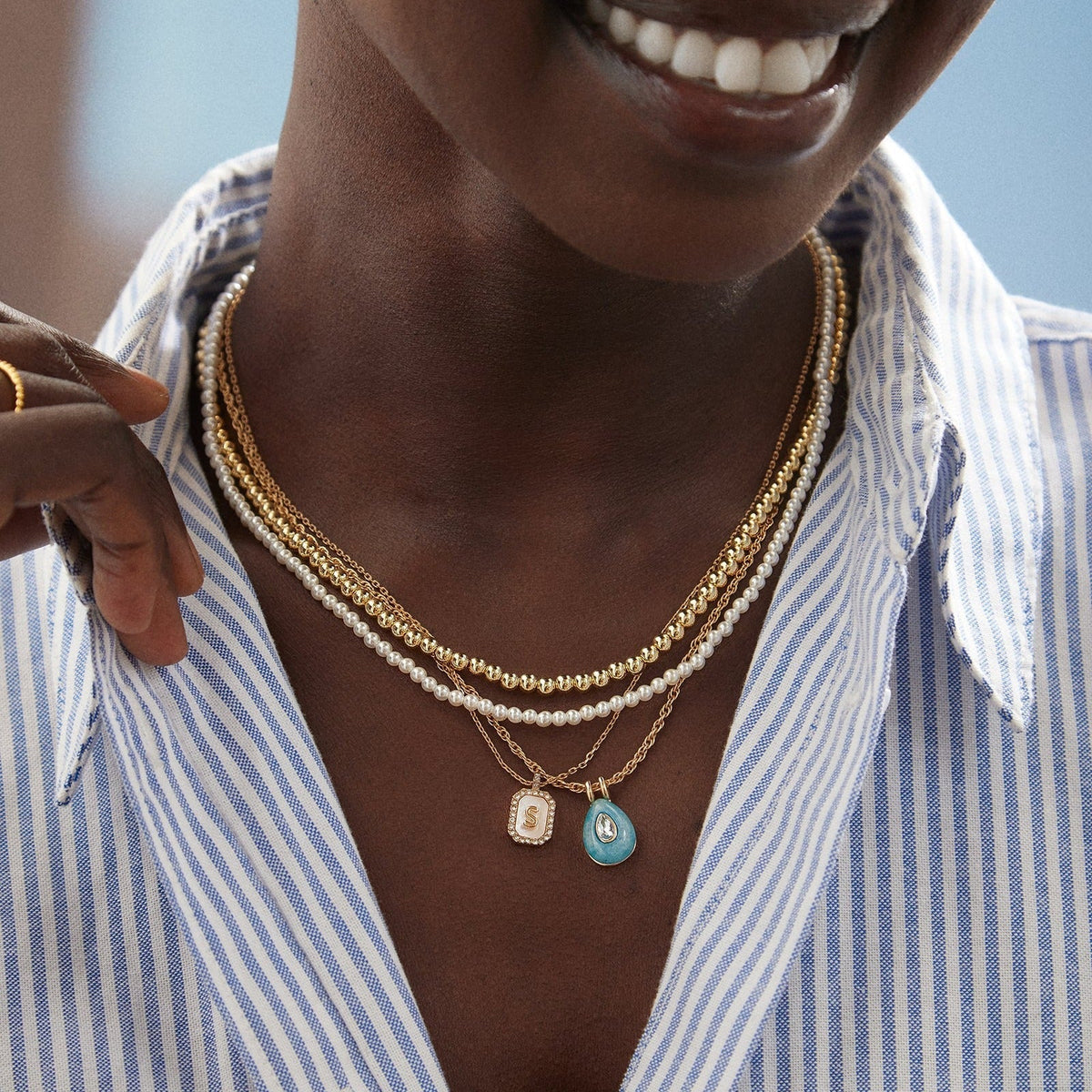 Lavisa - Beaded Statement Necklace Layering Jewelry - Detail & Styling View