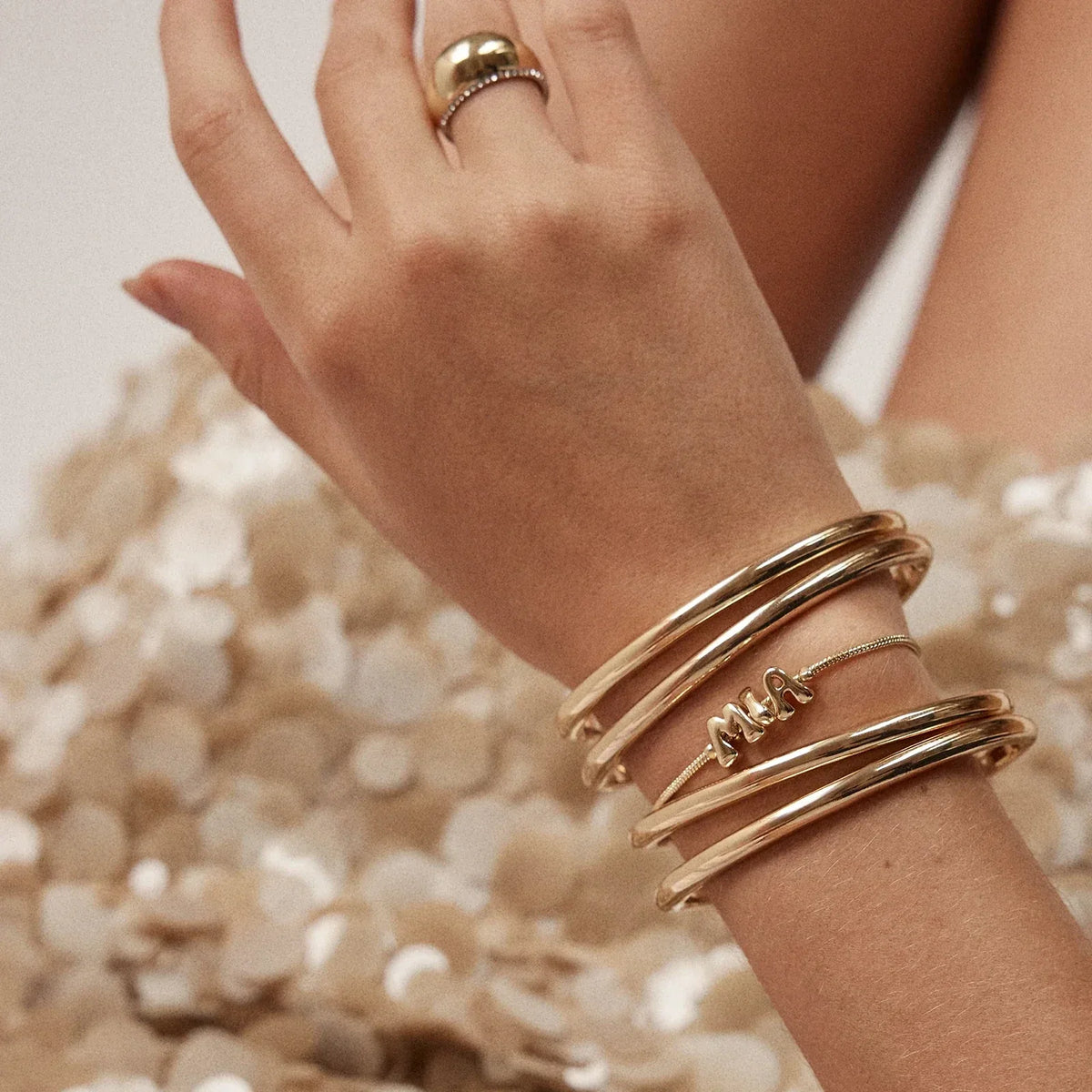 Lavisa - Classic Hinge Bangle Bracelet for Women - On-Model & Scale View