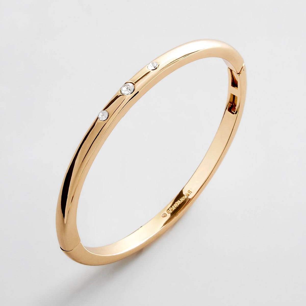 Lavisa Classic Triple Bezel Hinge Bangle Bracelet in polished gold finish