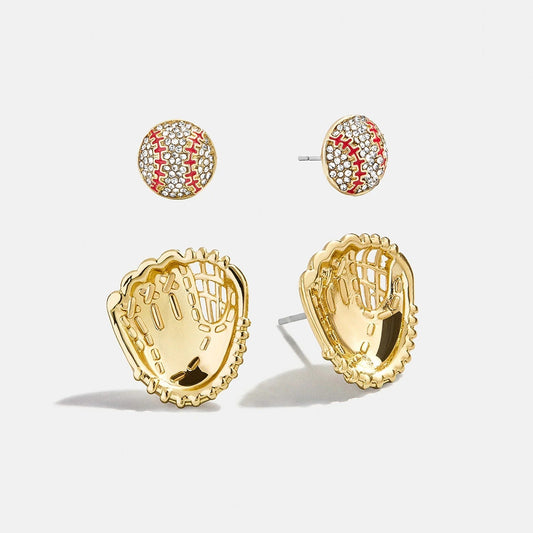 Lavisa Baseball Glove and Baseball Ball Stud Earring Set