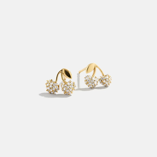 Lavisa 18K Gold Pavé Cherry Fruit Stud Earrings