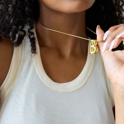 Lavisa - 3D Bubble Initial Necklace - Detail & Styling View
