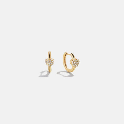 Lavisa 18K gold heart stud earrings with cubic zirconia stones