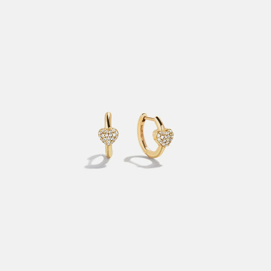 Lavisa 18K gold heart stud earrings with cubic zirconia stones