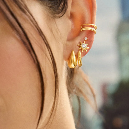 Lavisa - Celestial Sun Delicate Stud Earrings - Detail & Styling View