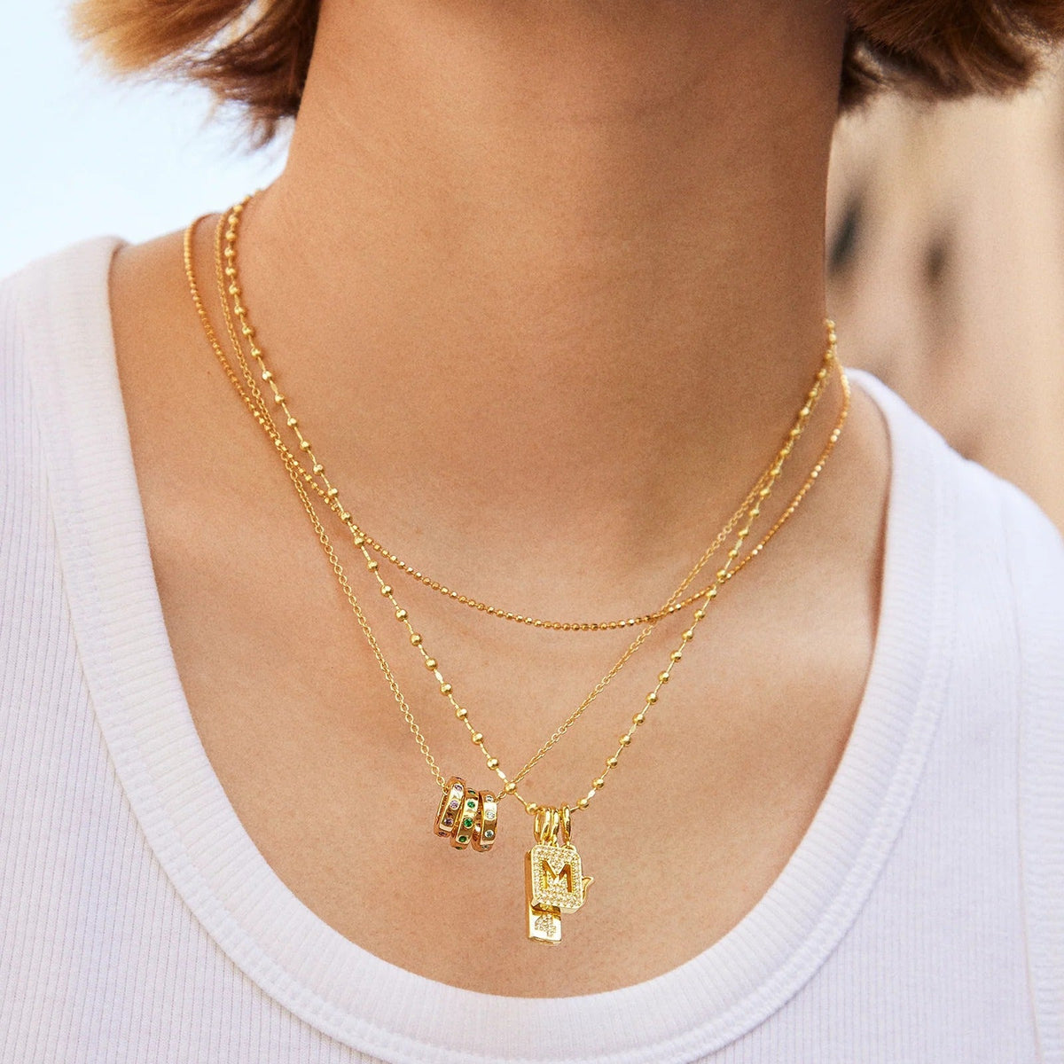 Lavisa - Custom Birthstone Charm Pendant Necklace - Detail & Styling View