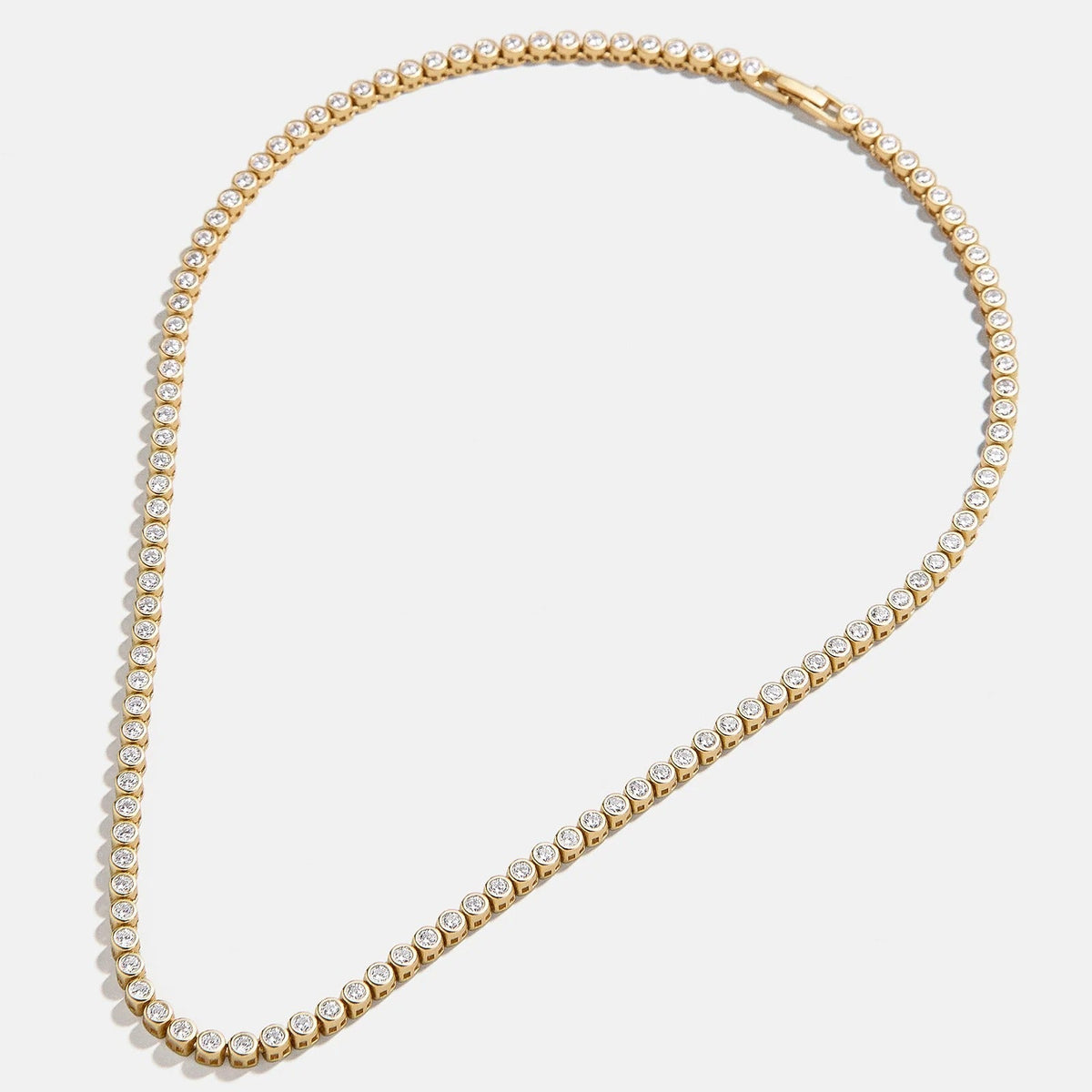 Lavisa - Bezel Set Cubic Zirconia Tennis Necklace - On-Model & Scale View