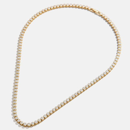 Lavisa - Bezel Set Cubic Zirconia Tennis Necklace - On-Model & Scale View