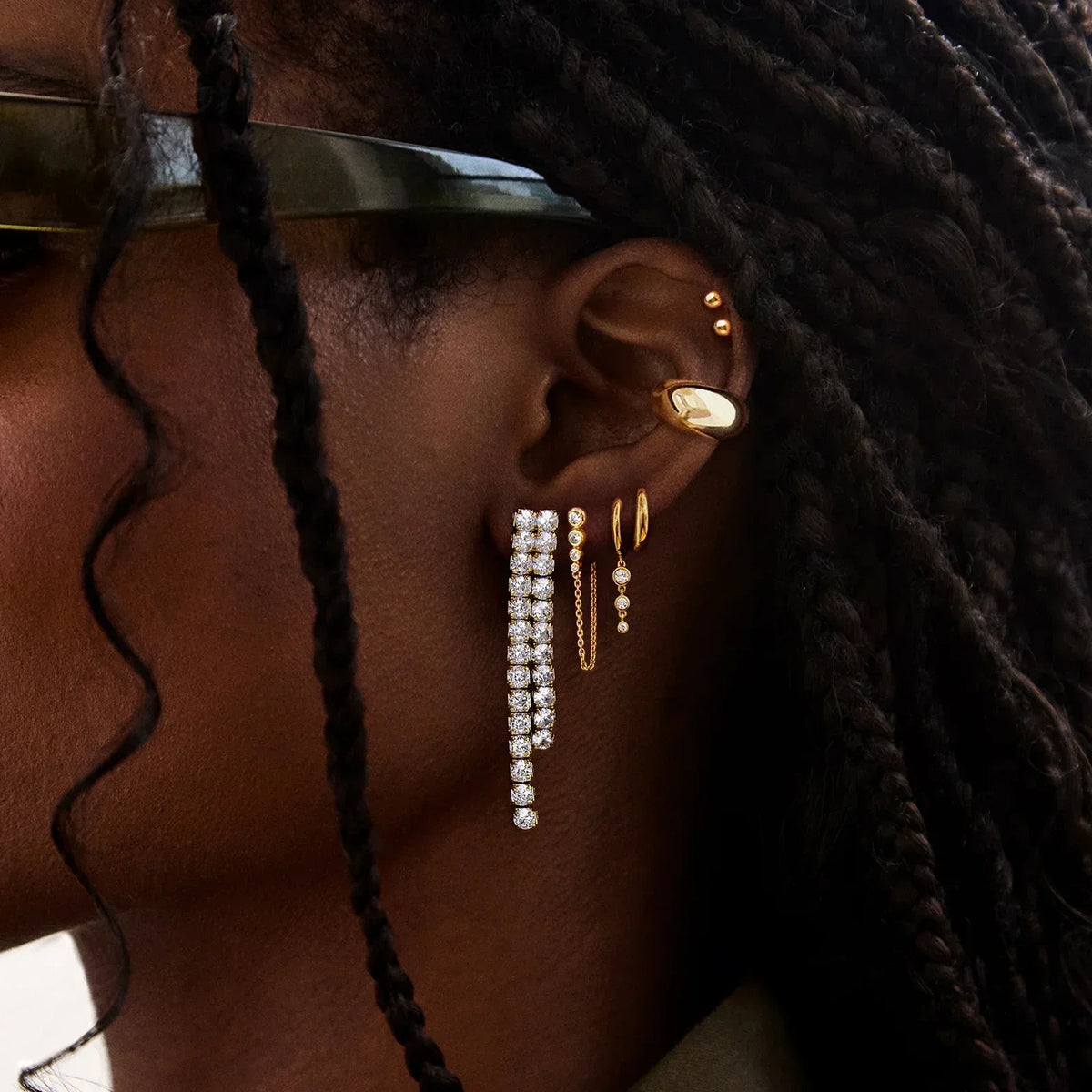 Lavisa - Chloe Chunky Gold Ear Cuff - Detail & Styling View