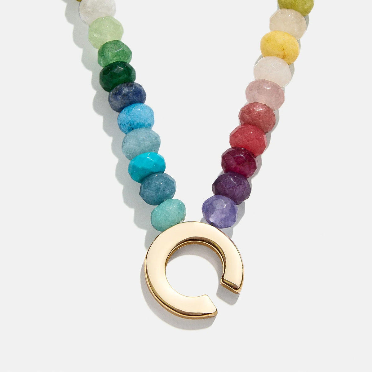Lavisa - Semi-Precious Block Initial Personalized Necklace - On-Model & Scale View