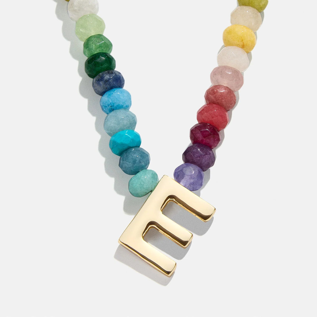 Lavisa - Semi-Precious Block Initial Personalized Necklace - Side Profile View
