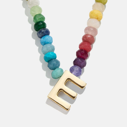 Lavisa - Semi-Precious Block Initial Personalized Necklace - Side Profile View