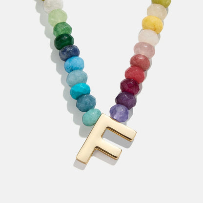 Lavisa - Semi-Precious Block Initial Personalized Necklace - Texture & Setting View