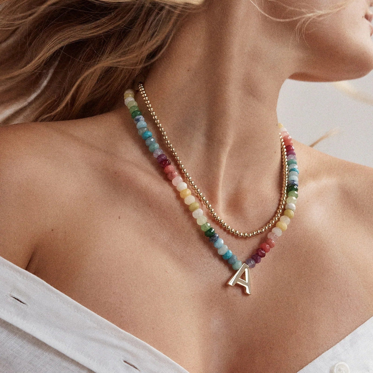 Lavisa - Semi-Precious Block Initial Personalized Necklace - Product Gallery View 24