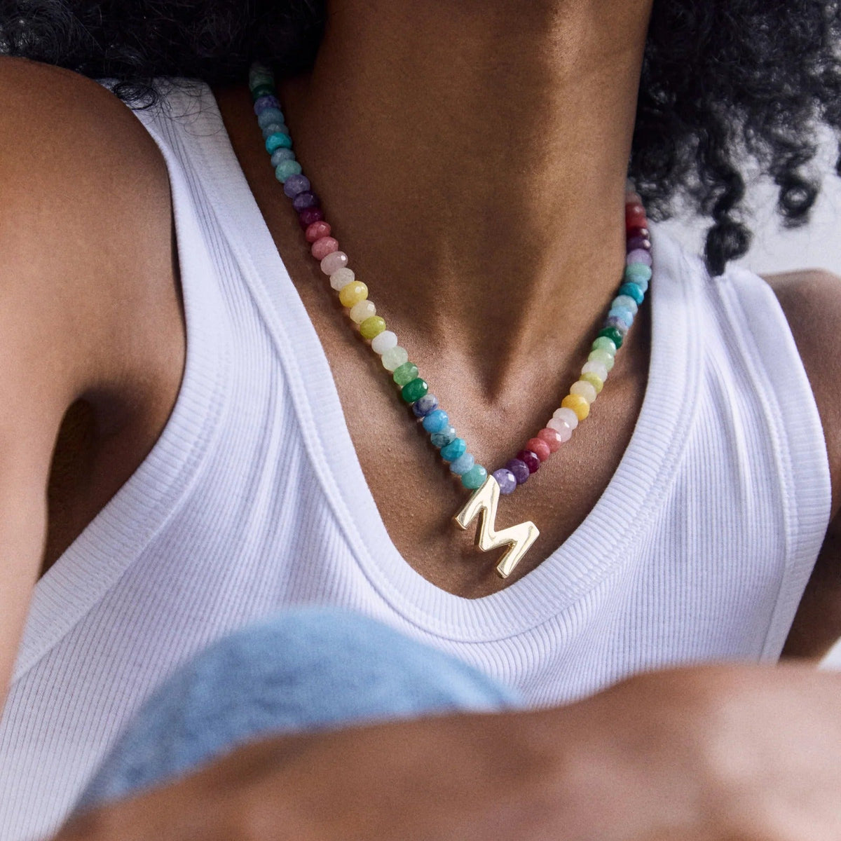 Lavisa - Semi-Precious Block Initial Personalized Necklace - Product Gallery View 23