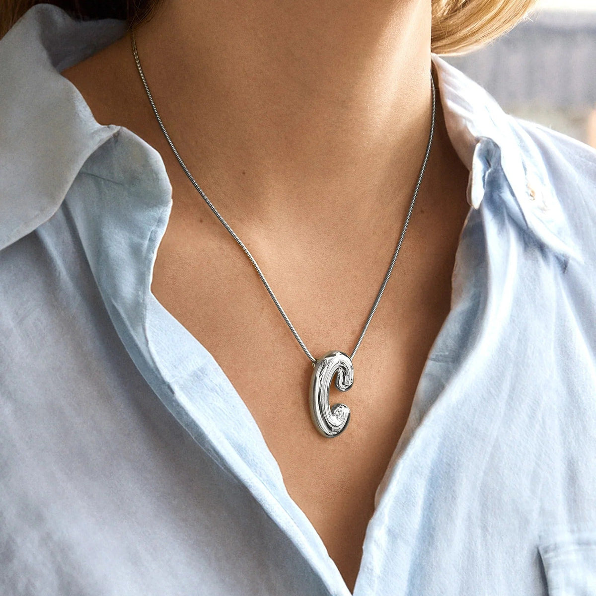 Lavisa - 3D Bubble Initial Necklace - Product Gallery View 13